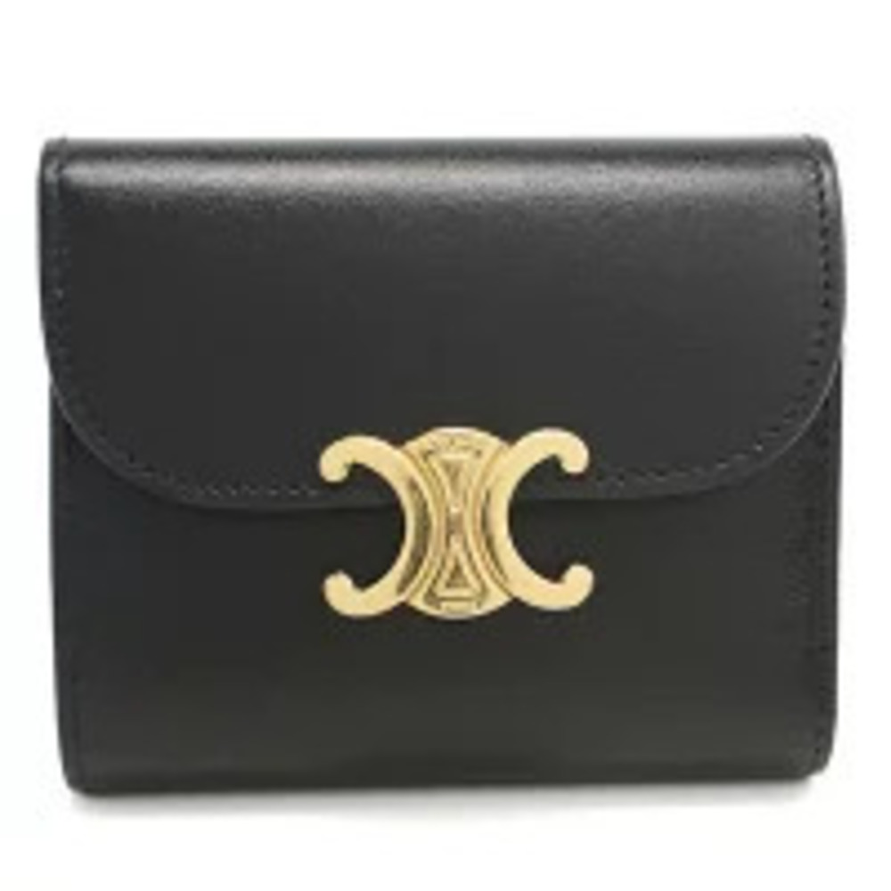 Celine Tri fold Wallet Compact Triomphe Flap Black